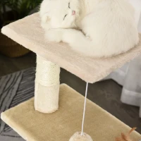 PawHut Centru de activitati cu spatiu pentru zgariat si culcus pentru pisici minge sfoara din sisal plus din lemn bej(m-9)