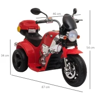 HOMCOM motocicleta electrica pentru copii, 87x46x54 cm, rosie(m-3)