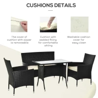 Outsunny Lounge de Gradina cu Masa, 2 Fotolii si Canapea 2 Locuri Ratan PE(m-6)