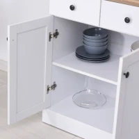 HOMCOM Bufet Bucatarie din Lemn Alb cu Etajere, Sertare si Dulapioare(m-7)