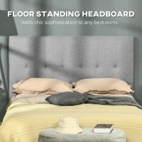 HOMCOM Tablie pat matrimonial din material textil, tapitata si brodata cu nasturi, 160x120cm – gri(m-4)