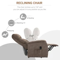 Homcom Fotoliu Recliner de Relaxare cu Spatar Rabaltabil la 150° in Microfibra, Maro 77x93x110 cm(m-5)