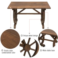 Outsunny Masa Gradina Rustica din Lemn 110×60×65 cm – Cu Roti pentru Terasa(m-5)