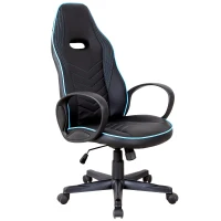 Vinsetto Fotoliu de Birou cu Invelis in Piele PU Premium Design Ergonomic Negru si Albastru(m-4)