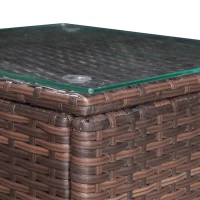Outsunny Set Mobilier pentru Extern in PE Rattan Canapea si Masuta cu Blat in Sticla Maro(m-12)