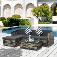 Outsunny set mobilier de gradina, ratan, perne incluse, maro(m-2)