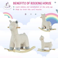 HOMCOM Cal tip Balansoar Forma de Alpaca pentru Copii 3-6 Ani din Plus Alb(m-5)