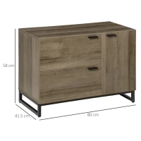 HOMCOM Bufet Modern pentru Living sau Bucatarie, Dulap Multifunctional din Lemn si Metal cu 2 Sertare si Dulapior(m-3)