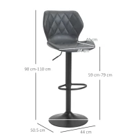 HOMCOM Set 2 Scaune Bar din Piele Sintetica Reglabile Gri(m-3)