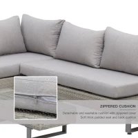 Outsunny Set Mobilier canapele si masuta pentru Gradina din Ratan Gri(m-5)