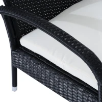 Outsunny Set de mobilier de grădină Outsunny din Rattan PE cu canapea, 2 fotolii cu perne și măsuță de cafea, negru(m-10)