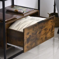 HOMCOM Masuta de Salon Moderna din Lemn Maro Inchis Cadru Negru(m-9)