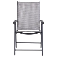Outsunny Set de 2 Scaune Pliabile pentru Exterior din Otel si Textilene Gri si Negru(m-4)