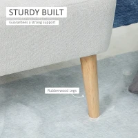 HOMCOM Fotoliu tapitat pentru Sufragerie si Sala in Stil Nordic, Fotoliu de Camera din Tesatura si Picioare din Lemn - Alb(m-6)