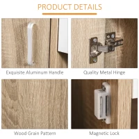 HOMCOM Dulap pentru Incaltaminte care Economiseste Spatiu cu 3 Usi si Rafturi Reglabile, Sertar si Dulapior, 84x30x132cm Stejar/Alb(m-7)