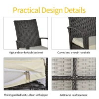 Outsunny Scaun balansoar de Gradina din Ratan PE cu Perna si Cotiere Maro(m-6)