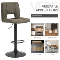 HOMCOM set 2 scaune inalte de bar, 41.5x51x94-115cm, kaki(m-7)