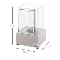 HOMCOM Semineu de masa otel si sticla arzator 0,4L pentru spatii exterioare si interioare(m-3)