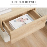 Homcom Noptiera Lemn Natur – 2 Sertare, Design Modern(m-5)