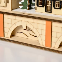 HOMCOM Calendar de Advent din Lemn 24 de Sertare Satul de Craciun si Lumini(m-8)