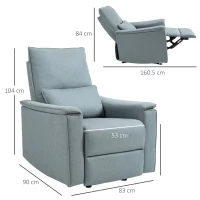 HOMCOM Fotoliu Rabatabil Manual Capitonat Inclinare 150° cu Suport pentru picioare(m-3)