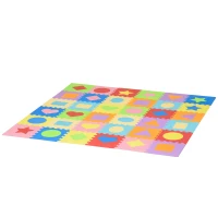 HOMCOM Covor puzzle 36 bucati cu margini si forme colorate din EVA antiderapanta(m-1)