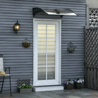 Outsunny Copertina de Exterior din Policarbonat pentru Usi si Ferestre cu Kit de Montare 100x100x26cm - Maro(m-2)