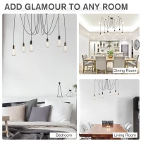 HOMCOM candelabru suspendat, 6 lumini, Ф340x160cm, negru(m-6)