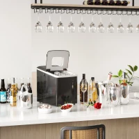 HOMCOM Masina pentru Gheata pentru Casa Producator de Ghiata 12kg/24h Neagra(m-2)