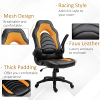 Vinsetto Fotoliu de Gaming din Piele ecologica Functie de Balansare Ajustabila Cotiera Rabatabila(m-9)