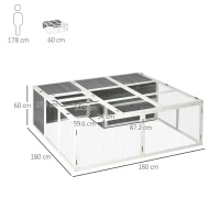 PawHut Cusca pentru iepuri de Exterior Cusca pentru 2-4 iepuri, din Lemn Gri 180x180x60cm(m-3)