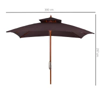 Outsunny Umbrela de Gradina 3x3 Metri, 8 Lamele Acoperire cu 2 Niveluri(m-3)