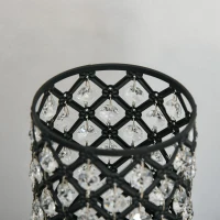 HOMCOM Lampa de Masa cu Abajur din Cristal si 2 Porturi USB, Intensitatea Luminii Reglabila Touch Ф10,8 x 30 cm, Negru(m-9)