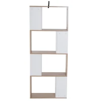 HOMCOM Librarie de Design Modern 4 rafturi Lemn Natural si Alb, 60x24x148cm(m-11)