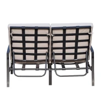 Outsunny Sezlong Matrimoniala in Fier cu Saltea, Gri si Negru, 175x123x55-93cm(m-9)