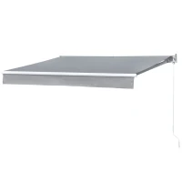 Outsunny Copertina de Soare 250x200cm pentru Exterior Copertina cu Brate Gri(m-1)