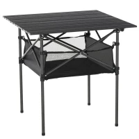 Outsunny Masa de Camping Pliabila si Rulabila Outunny cu Geanta de Calatorie neagra(m-1)