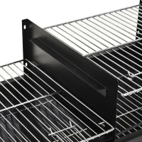 Outsunny Gratar din Otel cu 2 Grile Independente Negru 90cm x 45cm x 96cm(m-12)