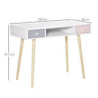 HOMCOM Birou cu sertare pentru copii, MDF, 100x48x76.5 cm, Multicolor(m-3)