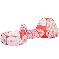 HOMCOM Cort de Joaca pentru Copii 3+ Ani cu Tunel si Cada pentru Mingiute 290 x 120 x 90 cm(m-1)