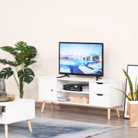 HOMCOM Mobilier Suport TV Modern si de Design din Lemn Alb pentru TV Max. 42"(m-2)