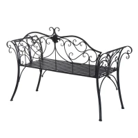 Outsunny Banca pentru Gradina 2Locuri in Metal, 133x51.5x90cm, Negru(m-5)