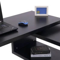 HOMCOM Birou pe colt pentru Computer cu Rafturi in Lemn, Negru, 120x106x75cm(m-10)