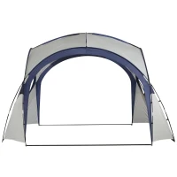 Outsunny Foisor Cort de Camping Pliabil Protectie UV Alb si Albastru 350 x 350 x230cm(m-4)