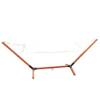 Outsunny Hamac cu Schelet Autoportant in Lemn,Crem, 320 x 110 x 120 cm(m-9)