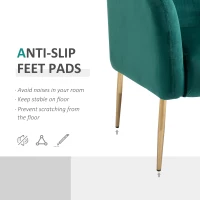 HOMCOM Fotoliu Cocktail din Catifea, Mobilier Modern Casa si Birou Verde(m-6)