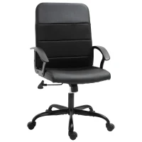 Vinsetto Fotoliu de birou captusit cu inaltime ajustabila, rabatabil cu 5 roti negru(m-1)