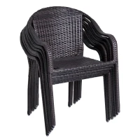 Outsunny Set Masa de Pranz si 6 Scaune Impletite cu Rattan Gradina Externa Maro(m-6)