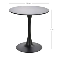 Homcom Masa de Cocktail Rotunda Minimal cu Baza din Meta Negru D70 x 73 cm(m-3)