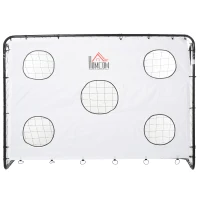Homcom Poarta Fotbal Metalica – Alb/Negru cu Plasa Oxford(m-4)